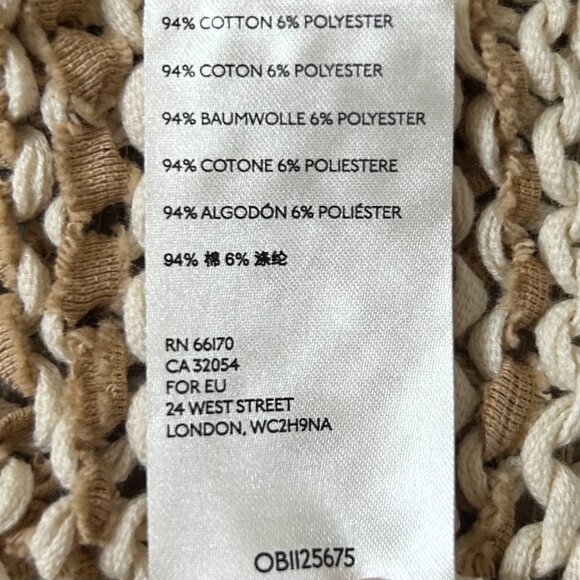 Free People Wave After Wave Ivory Stripe Open Knit Sweater Tank XS Boho Chic - Picture 6 of 8